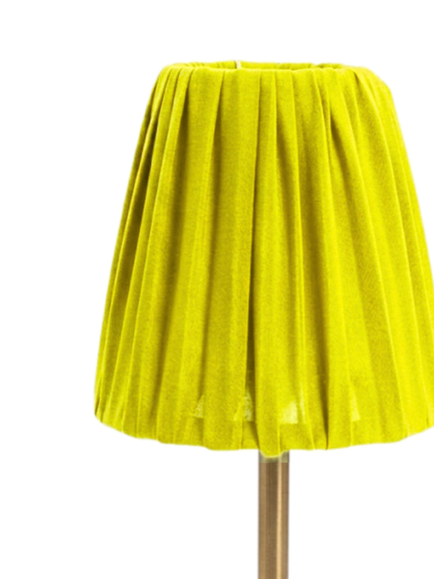 COPERTURA DOPPIO GEORGETTE GIALLO LAMPADA DA TAVOLO VETRO ORO