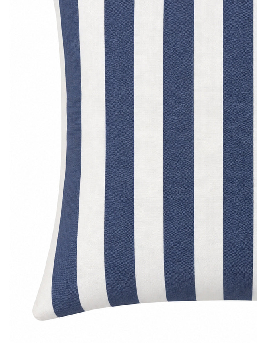 CUSCINO IN COTONE A RIGHE BIANCHE E BLU