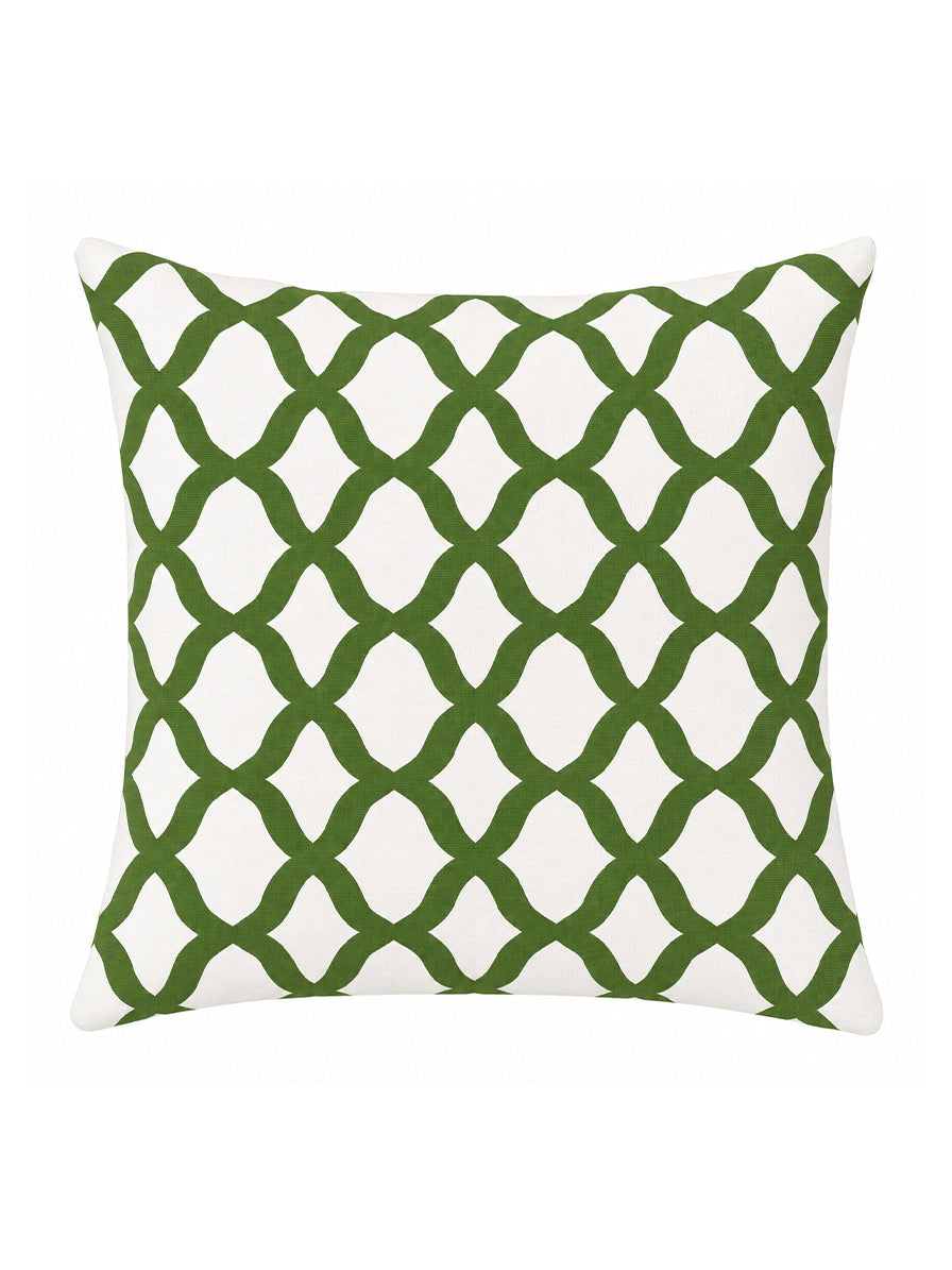 CUSCINO MISTO COTONE TWIST BIANCO E VERDE