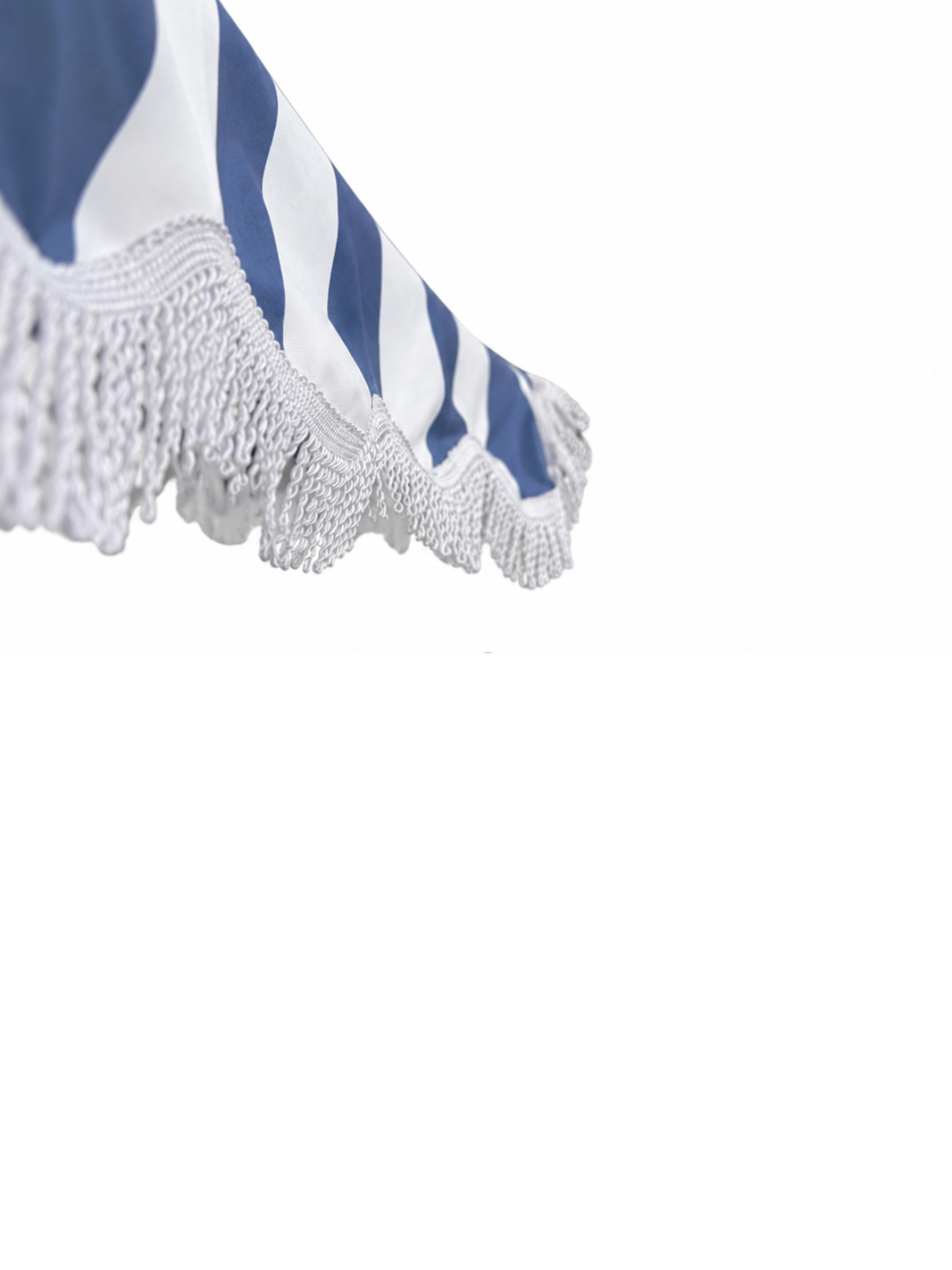 OMBRELLONE FRANGE BIANCO E BLU