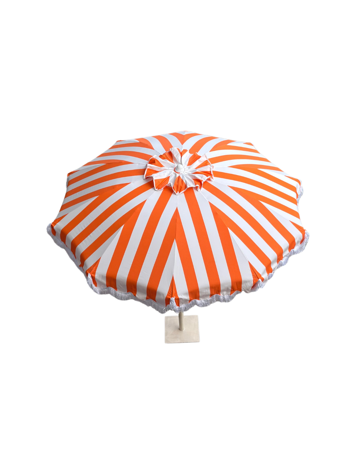 OMBRELLONE FRANGE BIANCO E ARANCIONE