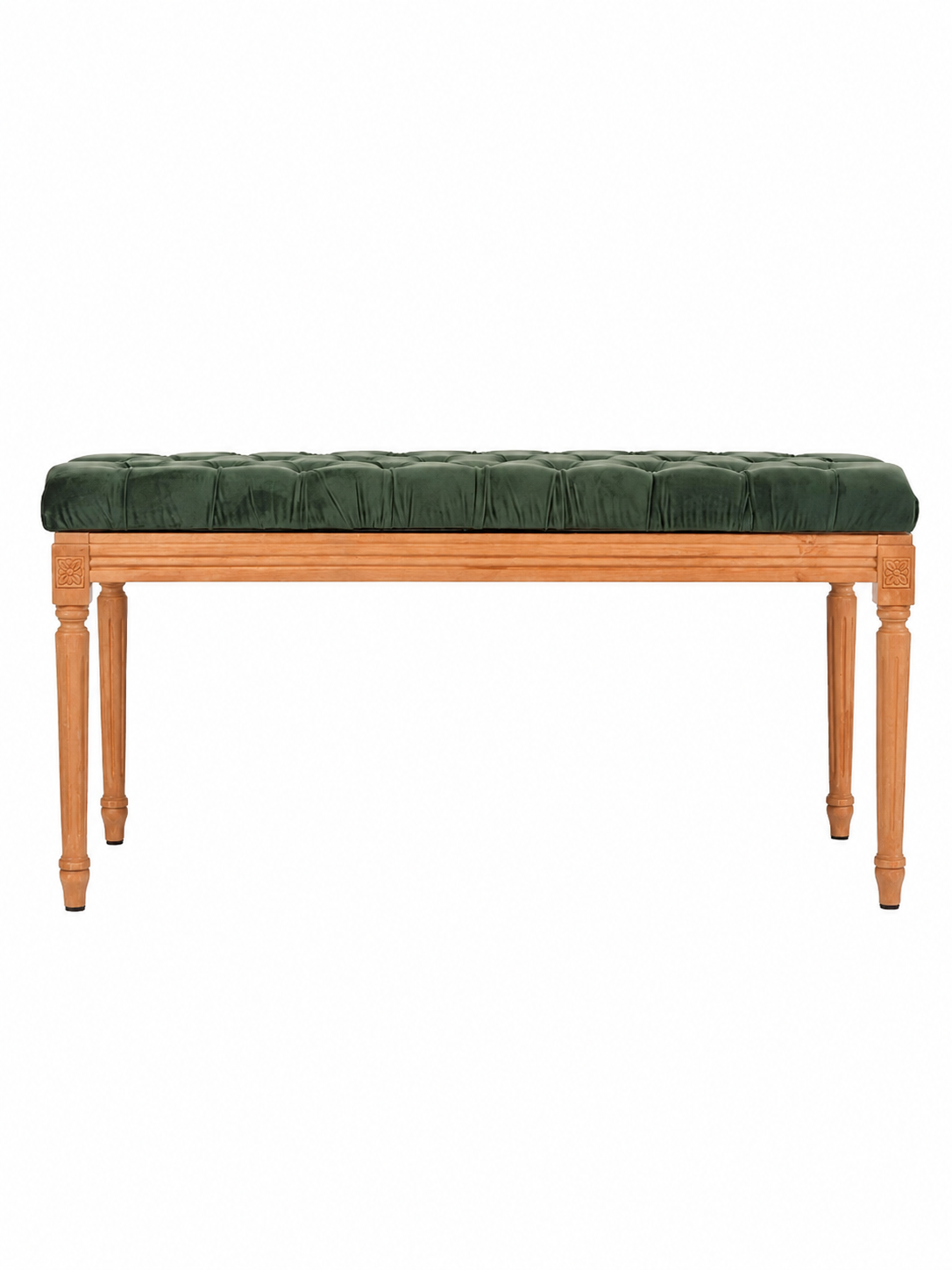 PANCA LUIGI XVI IN LEGNO CON CUSCINO IN VELLUTO VERDE INGLESE
