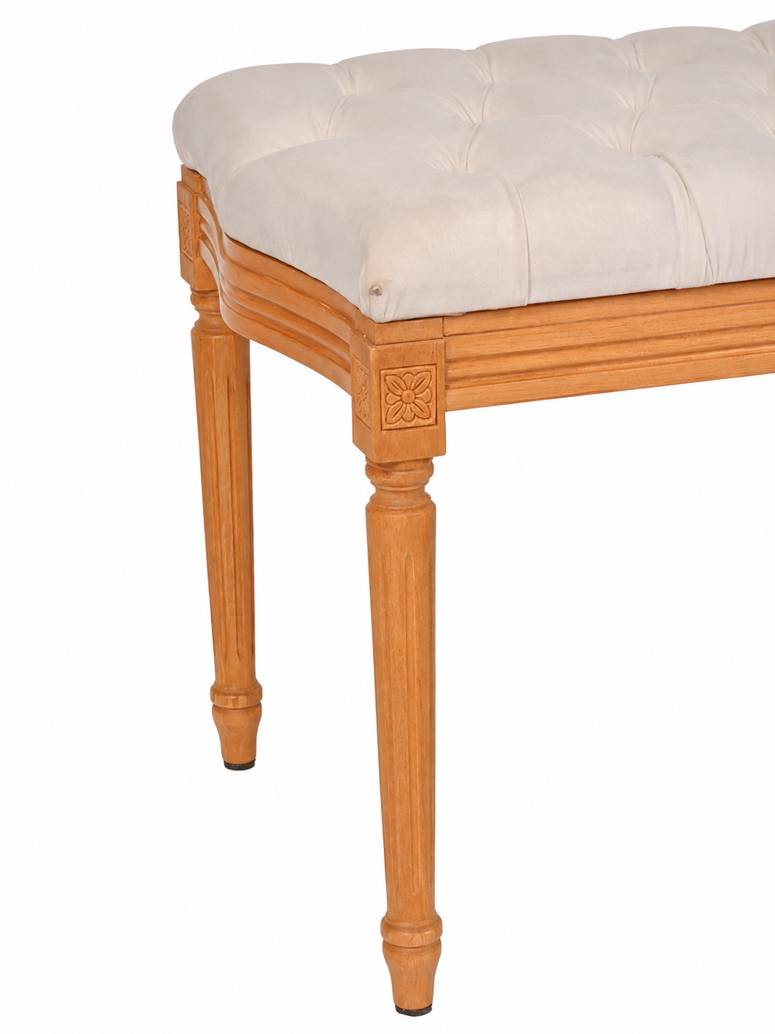 PANCA LUIGI XVI IN LEGNO CON CUSCINO IN VELLUTO BIANCO ICE