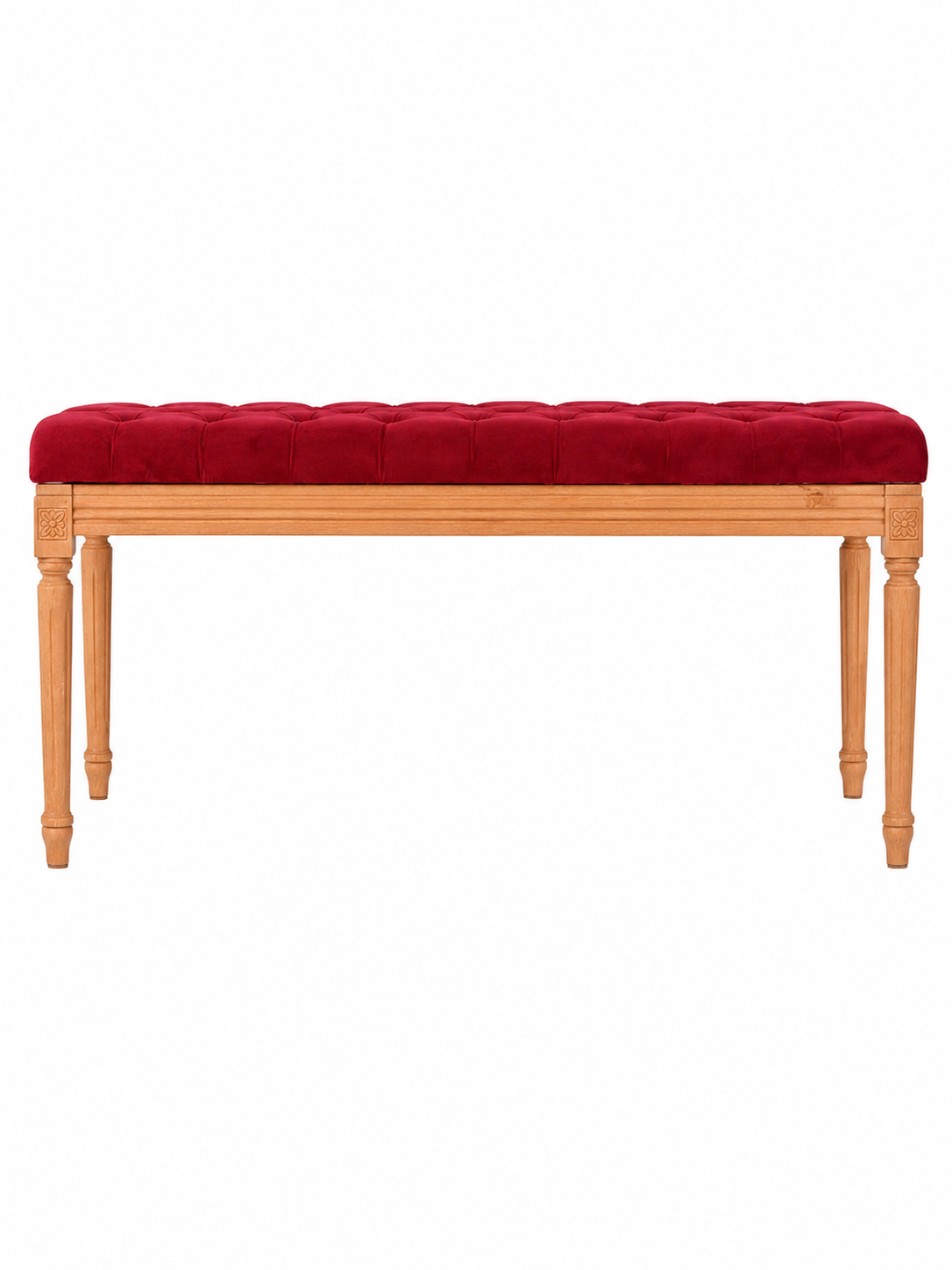 PANCA LUIGI XVI IN LEGNO CON CUSCINO IN VELLUTO BORDEAUX