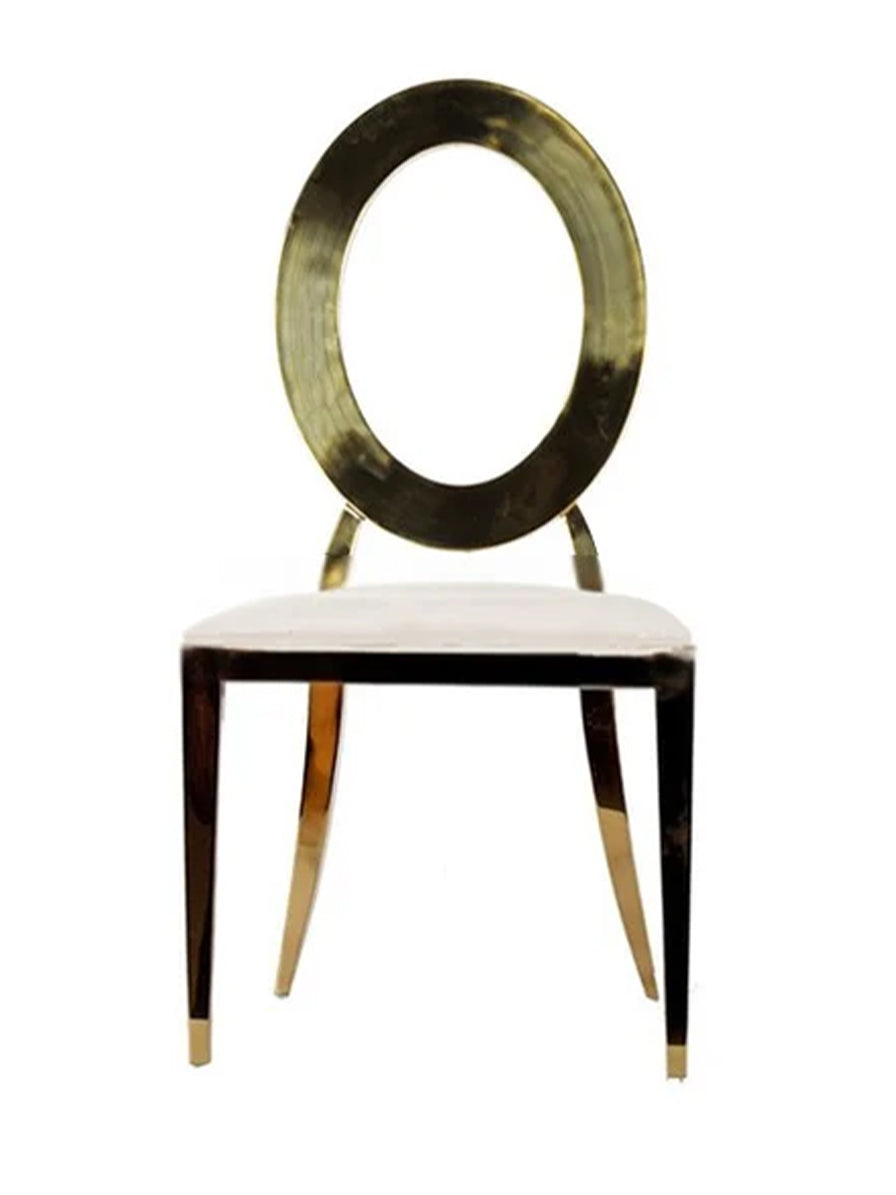 SEDIA OLIMPIA ORO CON SEDUTA IN VELLUTO BIANCO ICE
