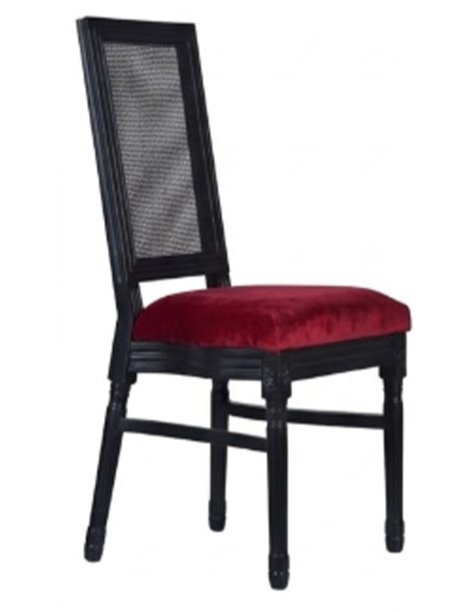 SEDIA CLASSIC NERA CON CUSCINO IN VELLUTO ROSSO