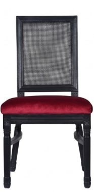 SEDIA CLASSIC NERA CON CUSCINO IN VELLUTO ROSSO