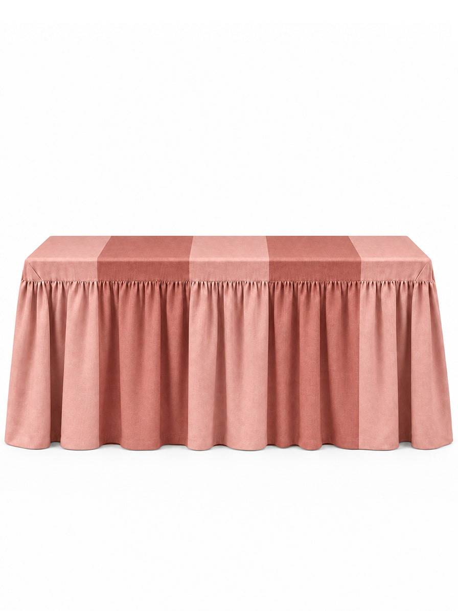 TOVAGLIA GONNELLINA PLISSETTATA RIGHE ROSA E COCCIO