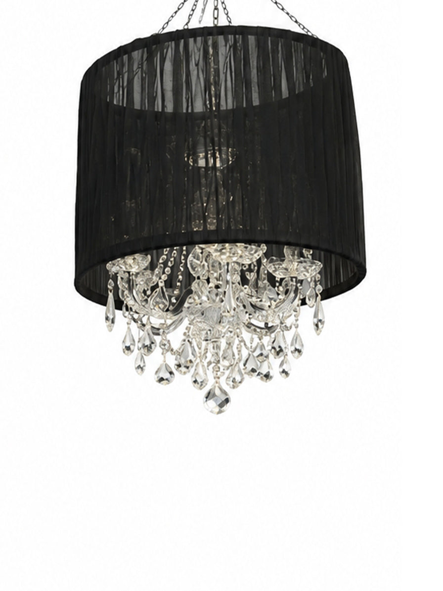 LAMPADARIO CILINDRO IN DOPPIO GEORGETTE NERO