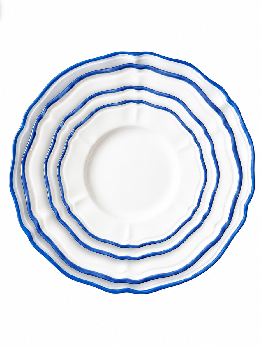 LINEA PIATTI BIANCO CON BORDO BLU