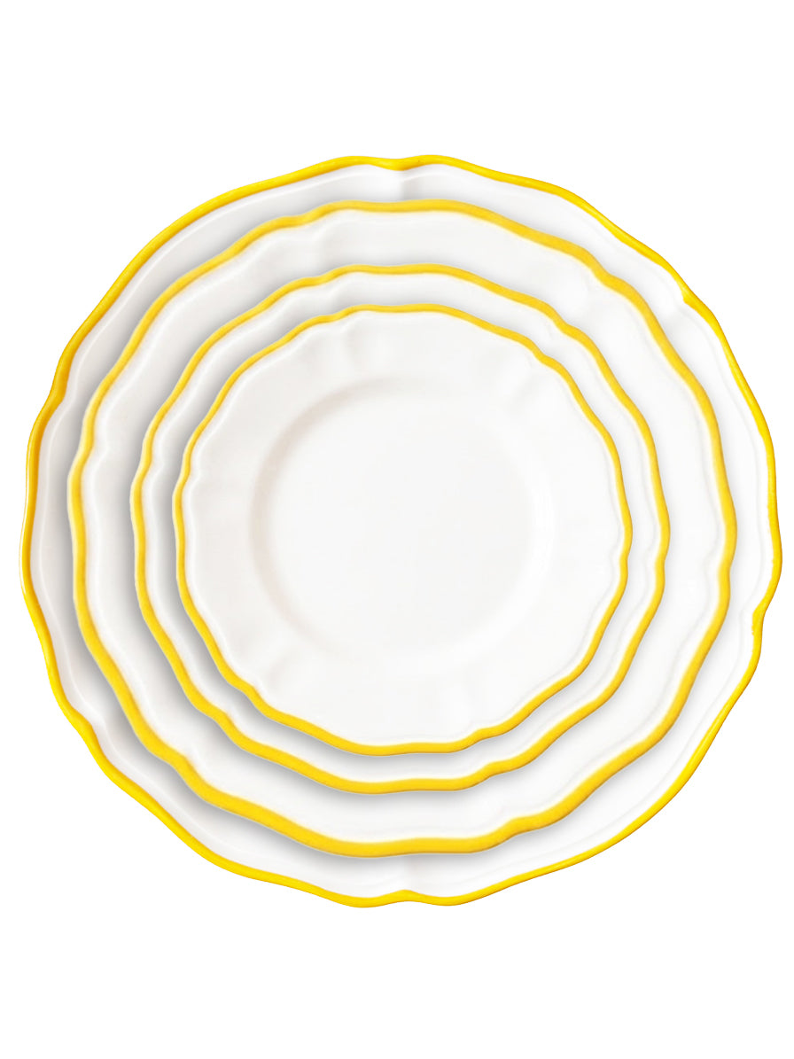 LINEA PIATTI BIANCO CON BORDO GIALLO